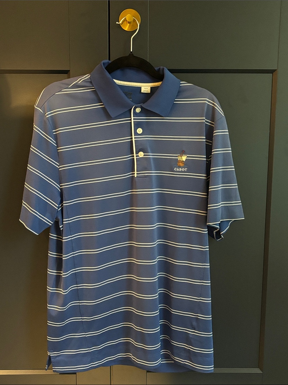 Cabot Men's Blue Striped Golf Polo
